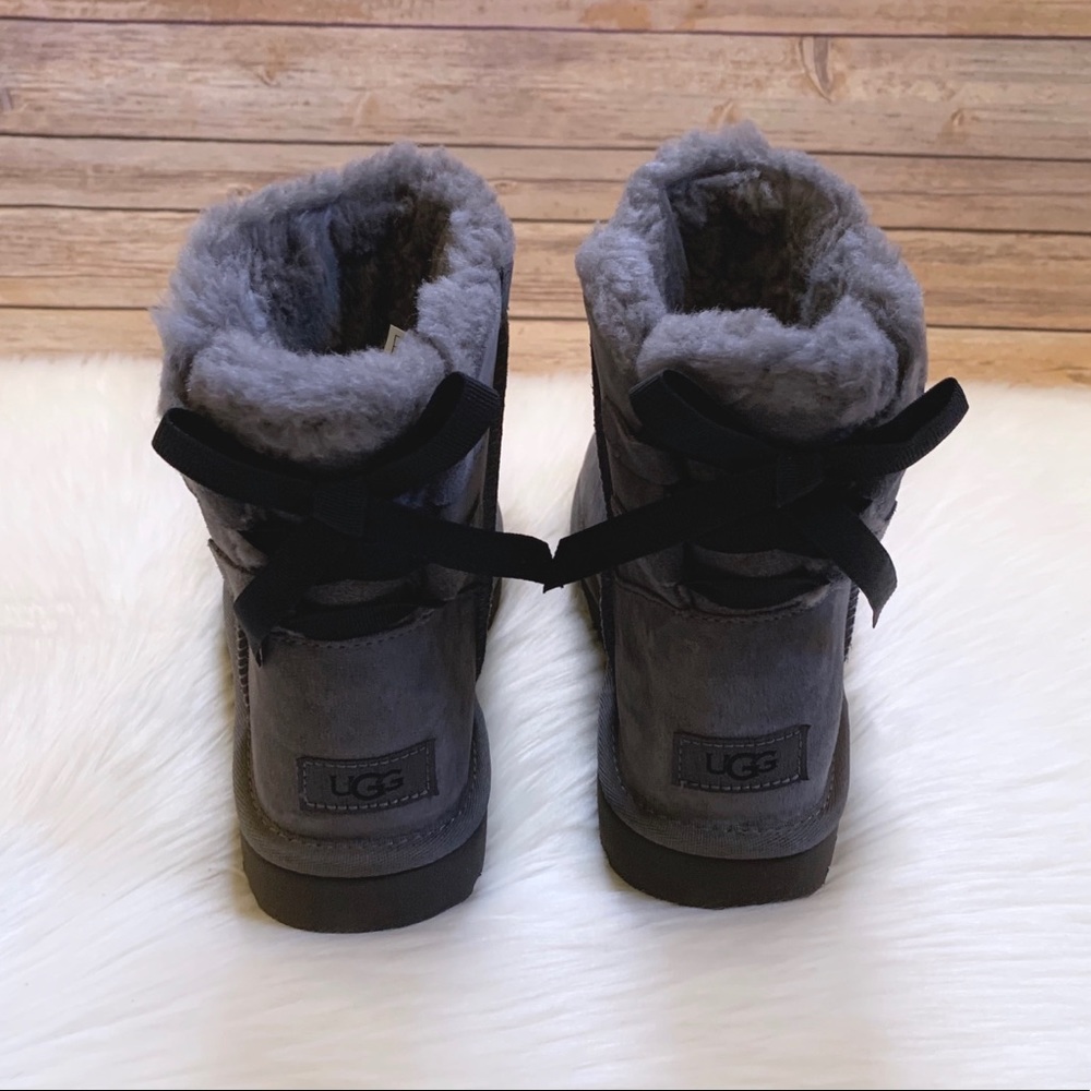 UGG Mini Continuity Bow Boots In Charcoal - Picture 2 of 8